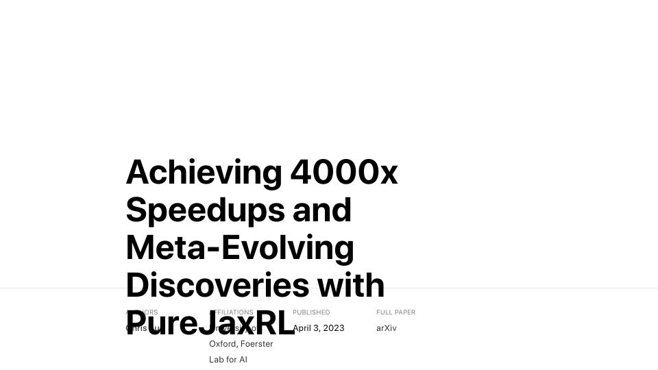 Screenshot of chrislu.page: 4000x Speedup in Reinforcement Learning with Jax