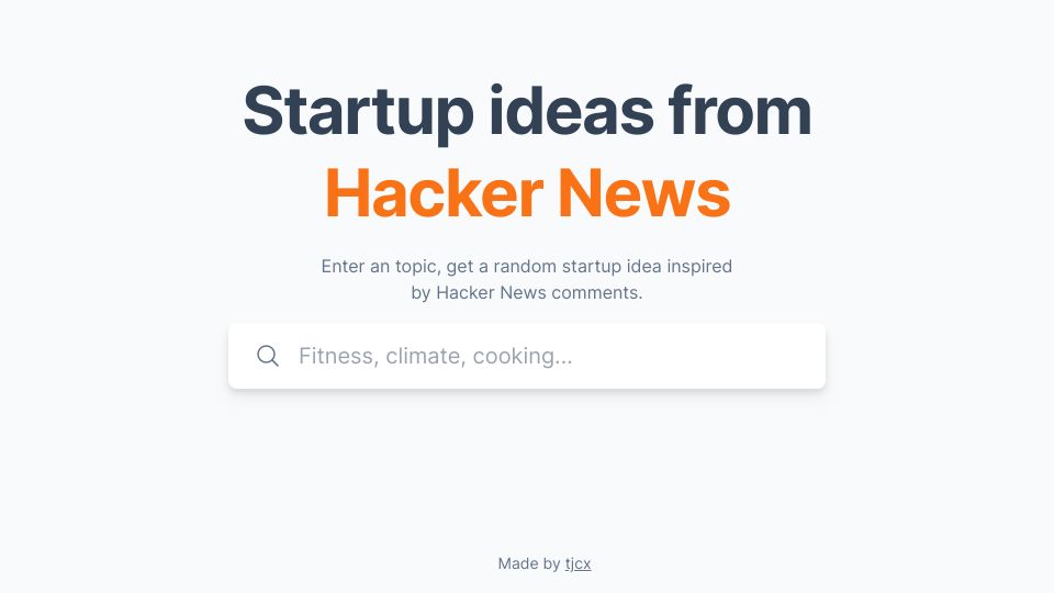 Screenshot of hn-ideas.tjcx.me: Show HN: Generate startup ideas based on HN comments