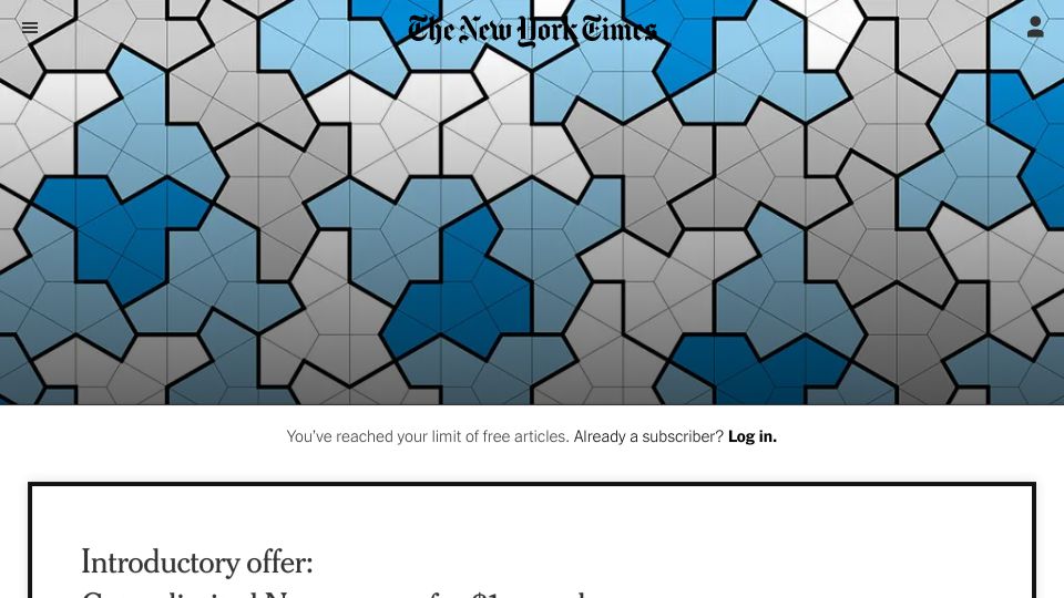 Screenshot of nytimes.com: Elusive ‘Einstein’ solves a longstanding math problem