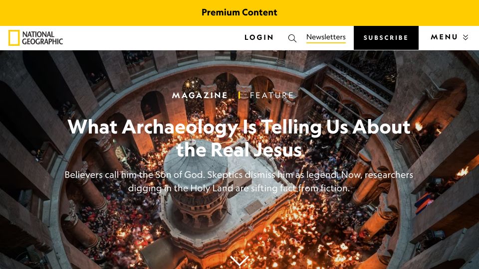 Screenshot of nationalgeographic.com: What archaeology is telling us about the real Jesus