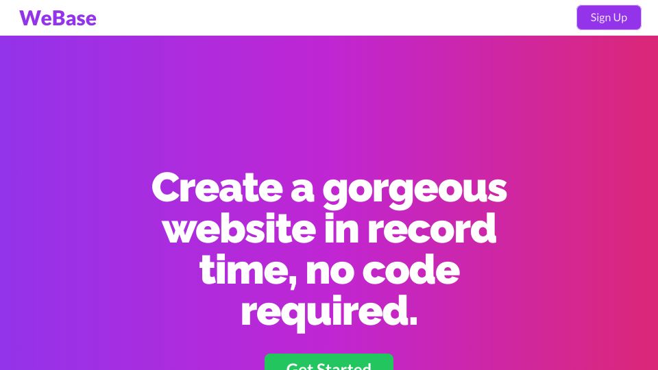 Screenshot of webase.com: Show HN: I built a website editor for TailwindCSS