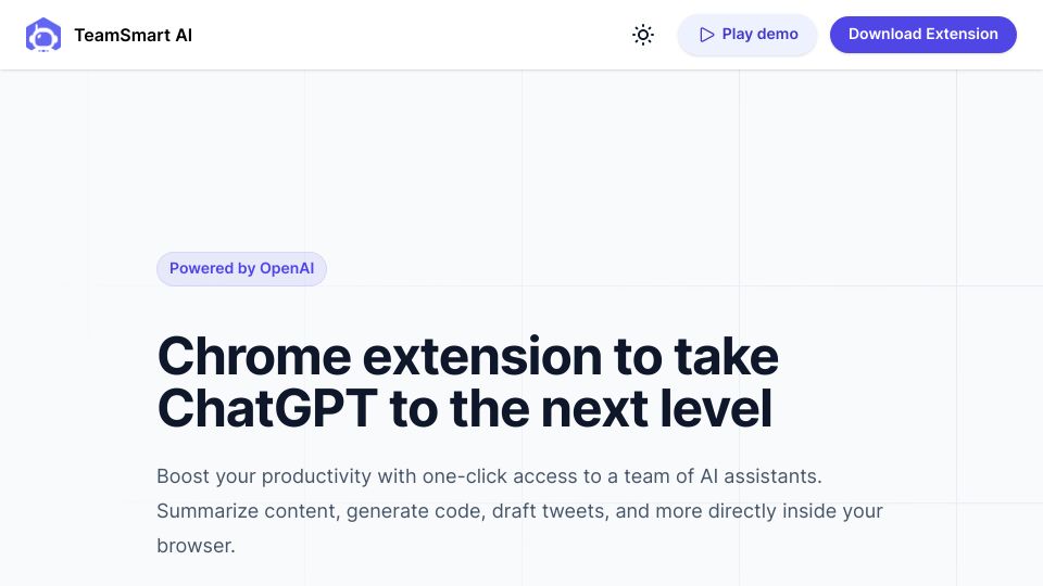 Screenshot of teamsmart.ai: Show HN: Chrome extension to improve productivity with ChatGPT