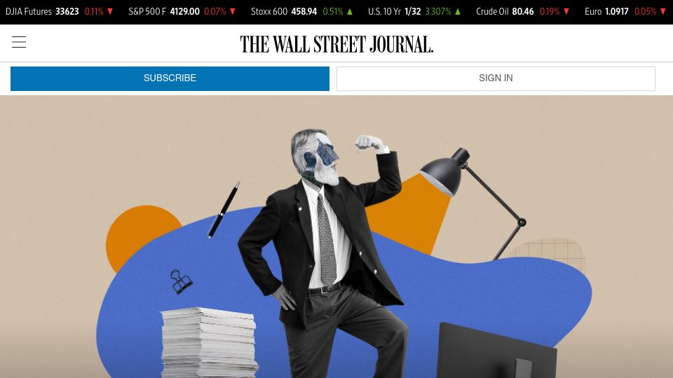 Screenshot of wsj.com: Bosses Want Hard Workers–So They’re Hiring Older People