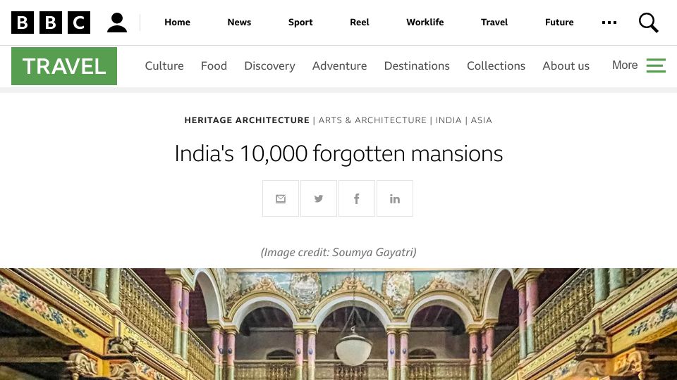 Screenshot of bbc.com: India's Forgotten Mansions