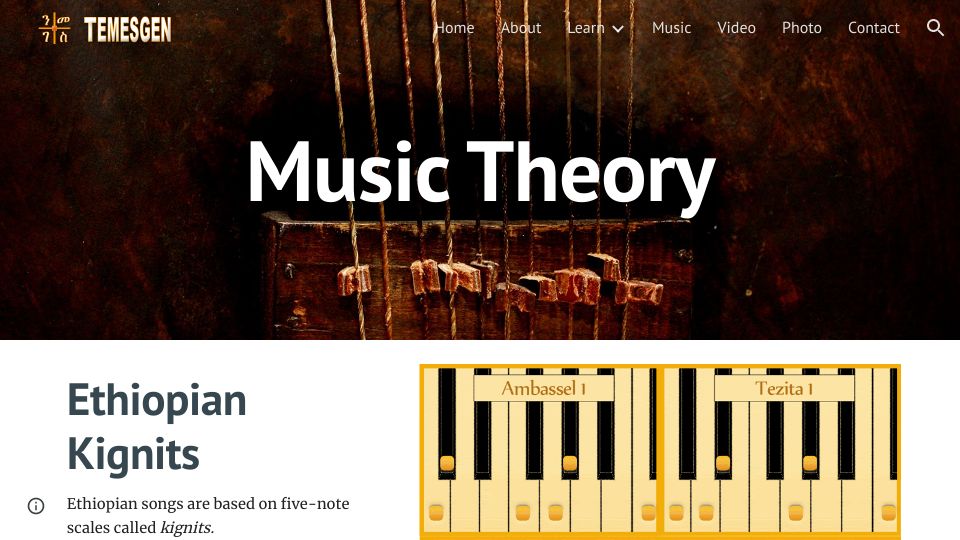 Screenshot of temesgen.com: Interactive: Ethiopian Music Scales