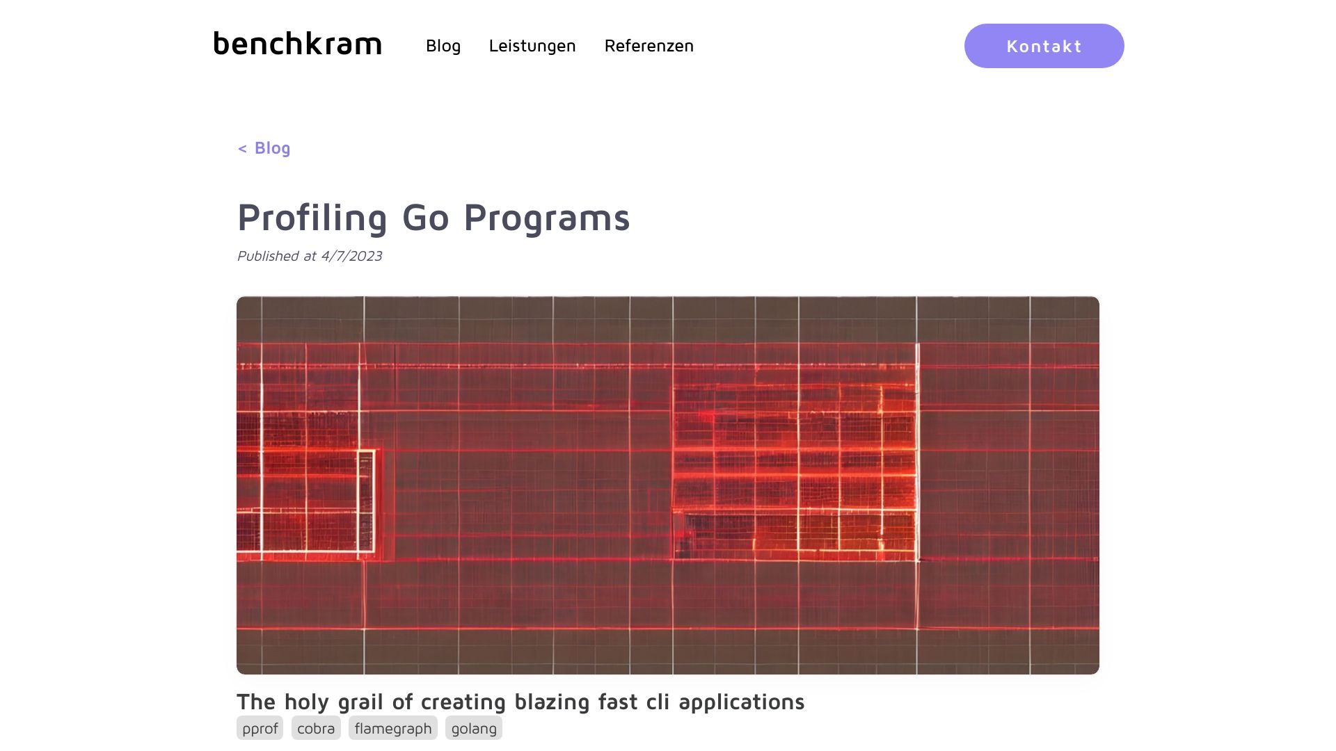 Screenshot of benchkram.de: Profiling Go Programs (CLI Edition)