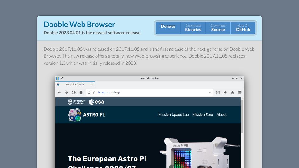 Screenshot of textbrowser.github.io: Dooble Web Browser