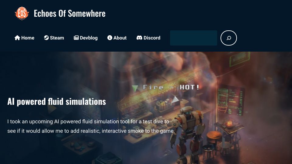 Screenshot of echoesofsomewhere.com: AI powered realtime fluid simulations are here