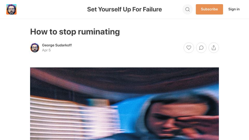 Screenshot of sudarkoff.blog: How to Stop Ruminating