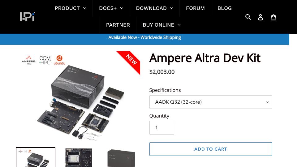 Screenshot of ipi.wiki: Ampere Altra Dev Kit has launched 32, 64, 80 core arm64 processor