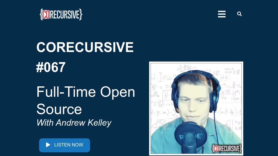 Screenshot of corecursive.com: Interview with Andrew Kelley (Zig Creator) (2021)