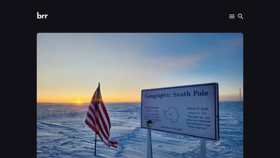 Screenshot of brr.fyi: Sunset at the South Pole