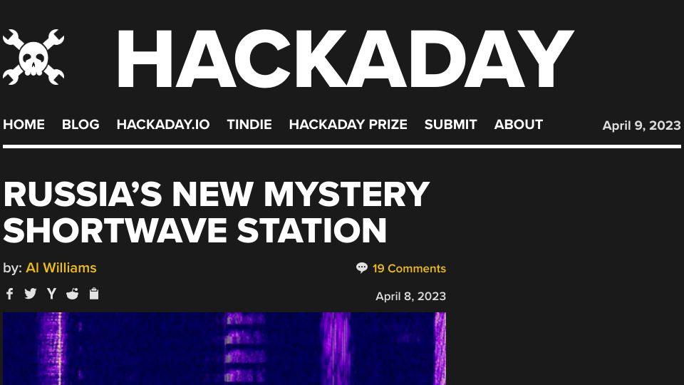 Screenshot of hackaday.com: Russia’s New Mystery Shortwave Station
