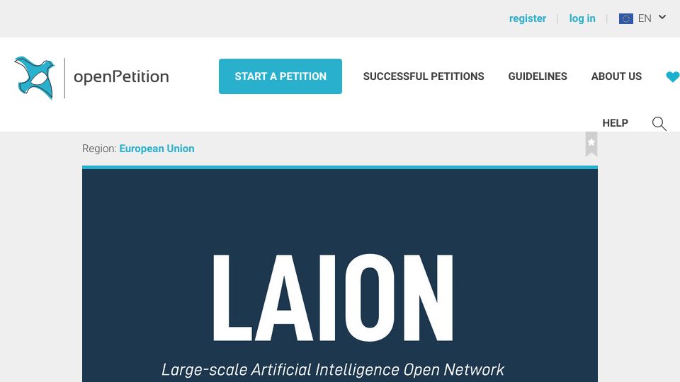 Screenshot of openpetition.eu: A CERN for Open Source Large-Scale AI