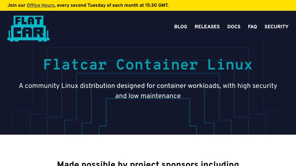 Screenshot of flatcar.org: Flatcar Container Linux