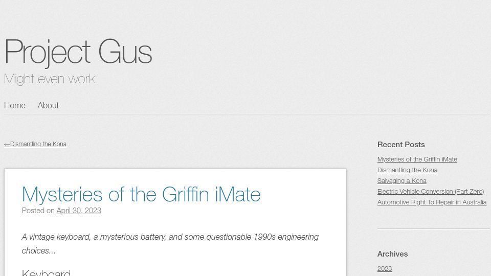 Screenshot of projectgus.com: Mysteries of the Griffin iMate