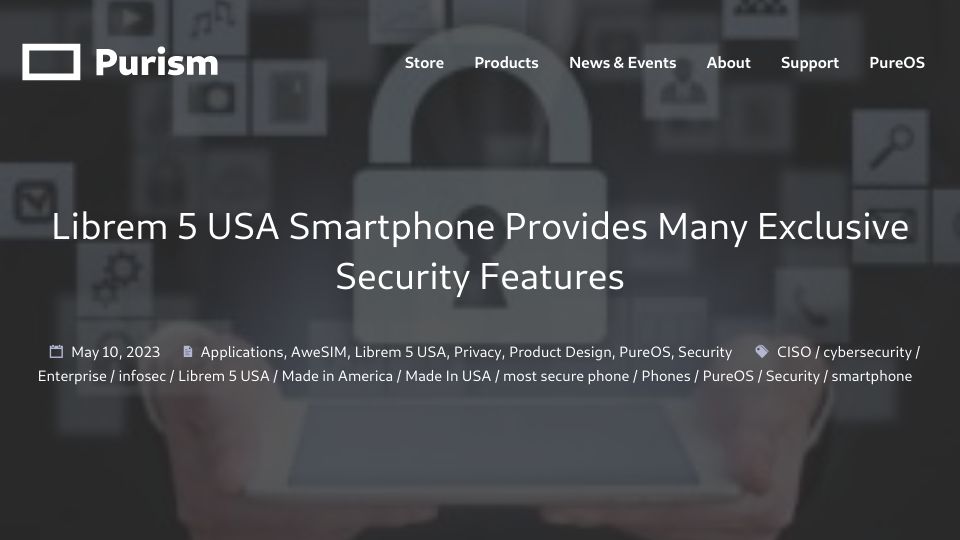 Screenshot of puri.sm: Librem 5 USA Smartphone Provides Many Exclusive Security Features