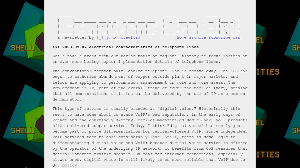 Screenshot of computer.rip: Electrical Characteristics of Telephone Lines (2023)