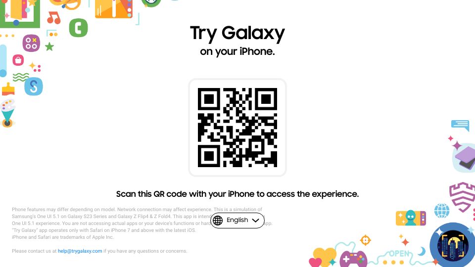Screenshot of trygalaxy.com: Try Galaxy: A web app to demo Samsung’s OS on an iPhone