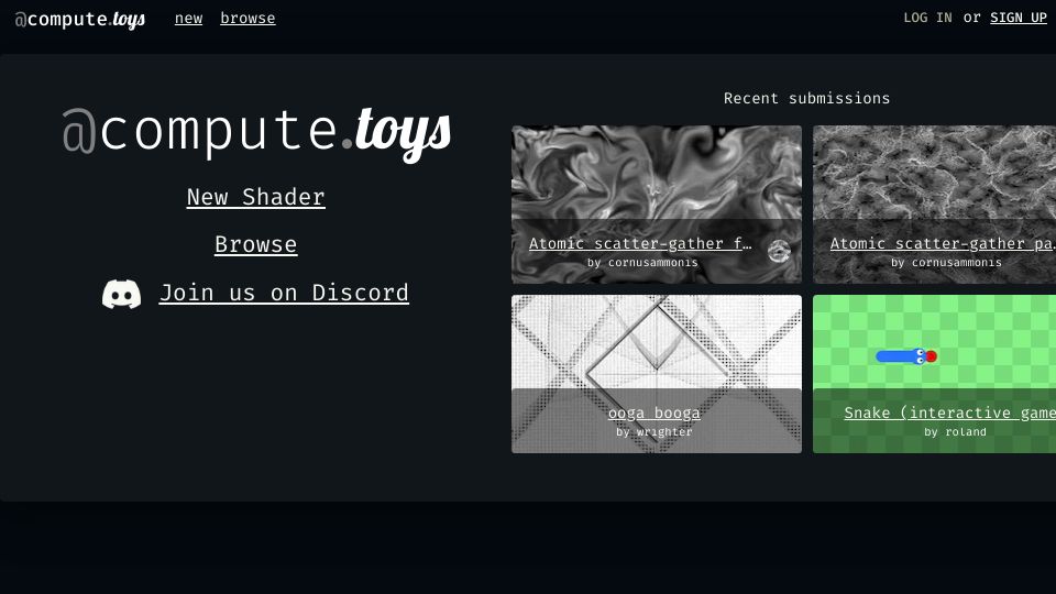 Screenshot of compute.toys: An experimental editor for WebGPU compute shaders