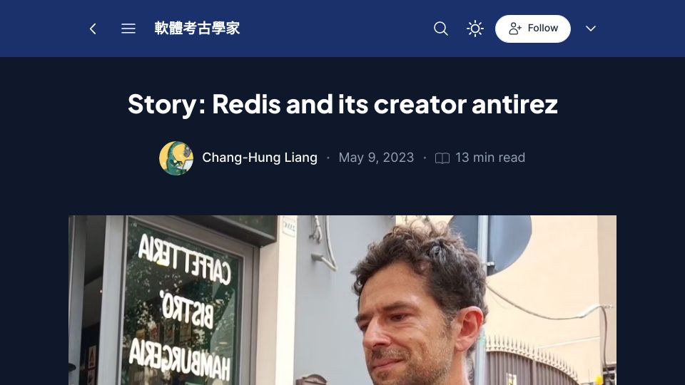 Screenshot of blog.brachiosoft.com: Story: Redis and its creator antirez