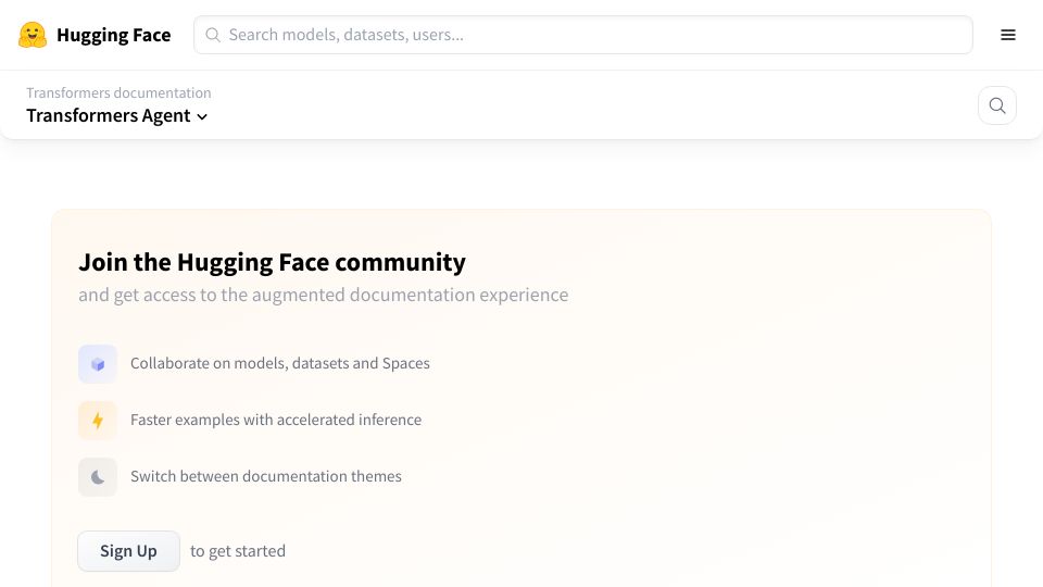 Screenshot of huggingface.co: Hugging Face Releases Agents
