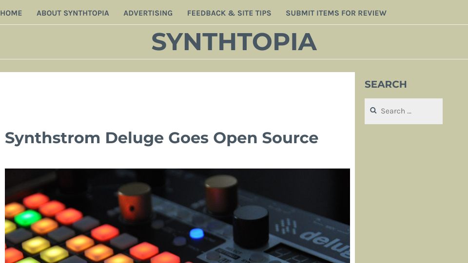 Screenshot of synthtopia.com: Deluge – sequencer, synthesizer and sampler – goes open source