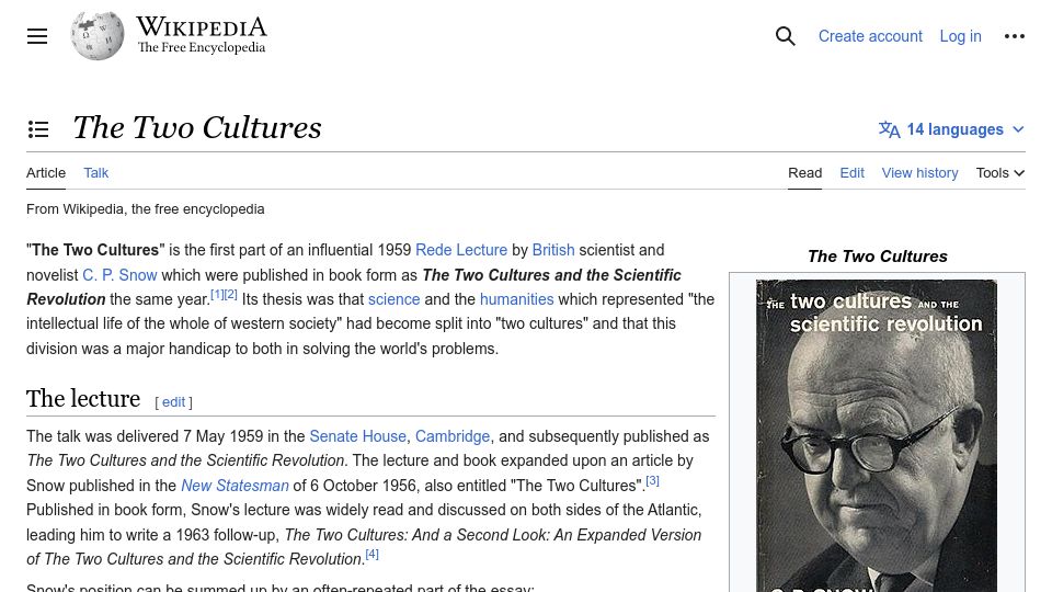 Screenshot of apps.weber.edu: The Two Cultures (1959) [pdf]