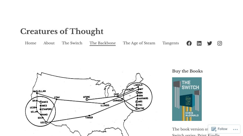 Screenshot of technicshistory.com: The Backbone: A History of the Internet