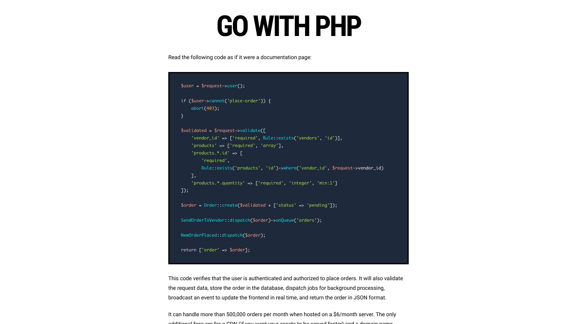 Screenshot of gowithphp.com: Go with PHP