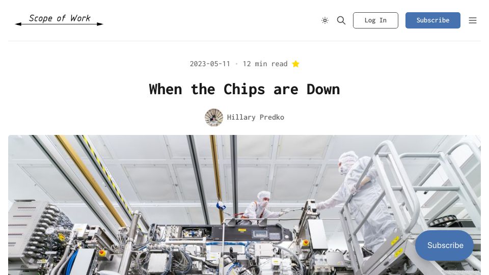 Screenshot of scopeofwork.net: When the Chips are Down