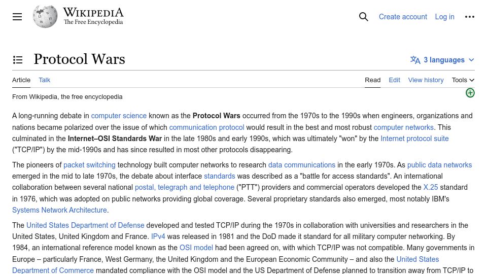 Screenshot of en.wikipedia.org: Protocol Wars