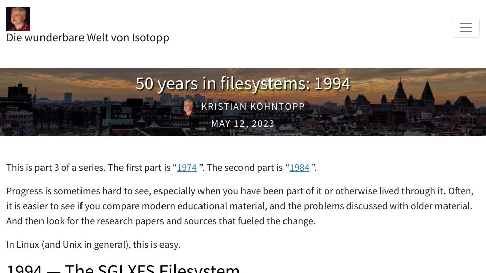 Screenshot of blog.koehntopp.info: The SGI XFS Filesystem