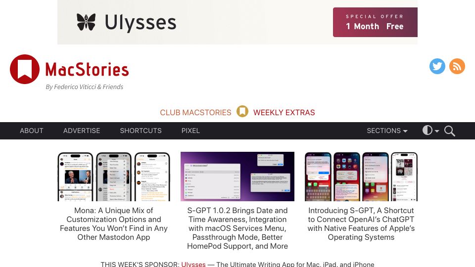 Screenshot of macstories.net: The Practicality of Art in Software
