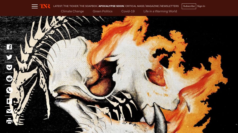 Screenshot of newrepublic.com: Animals Are Dying in Droves. What Are They Telling Us?