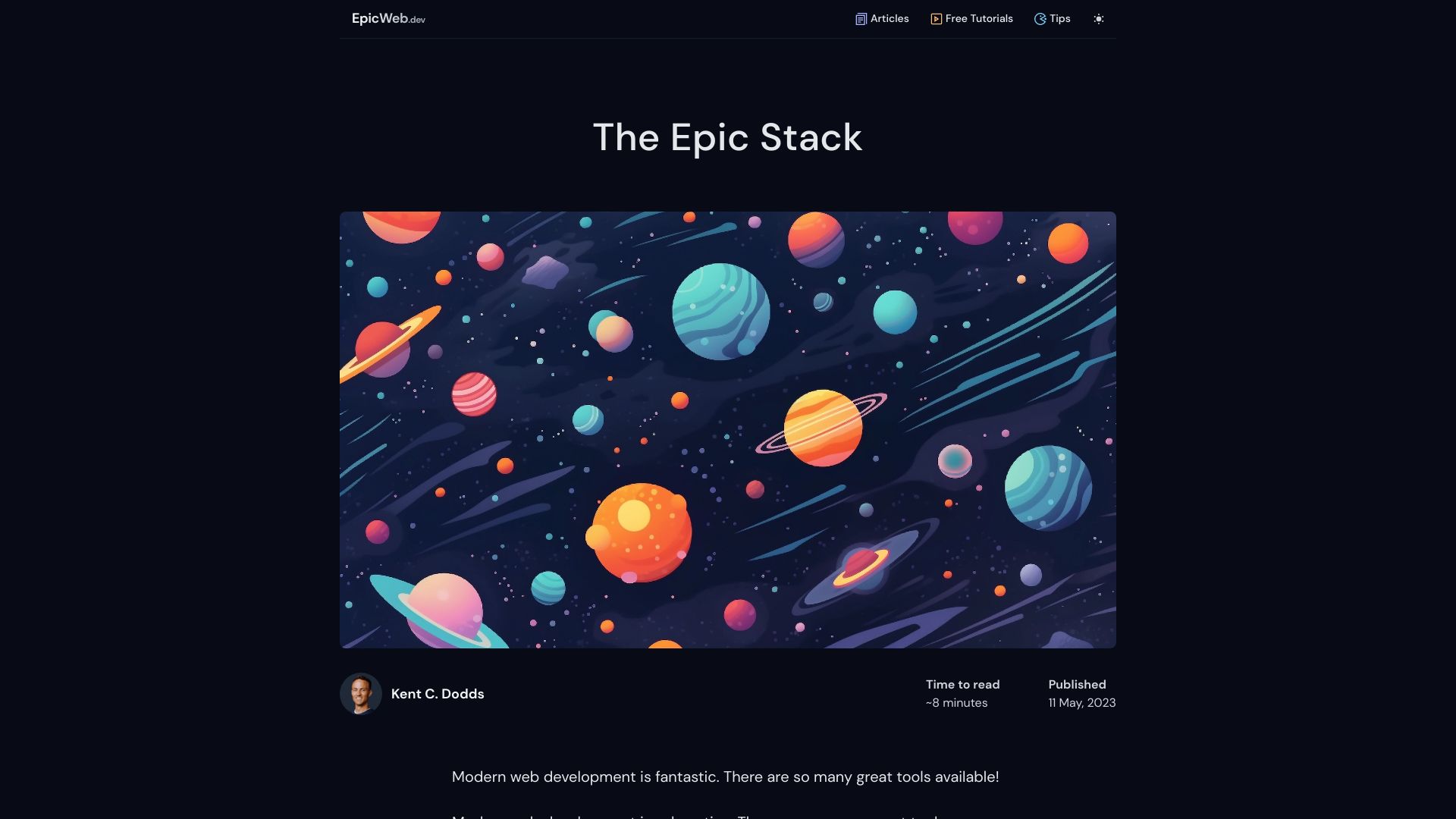 Screenshot of epicweb.dev: The Epic Stack