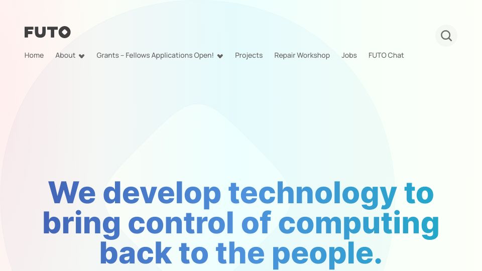 Screenshot of futo.org: FUTO – An independent software lab and grant fund