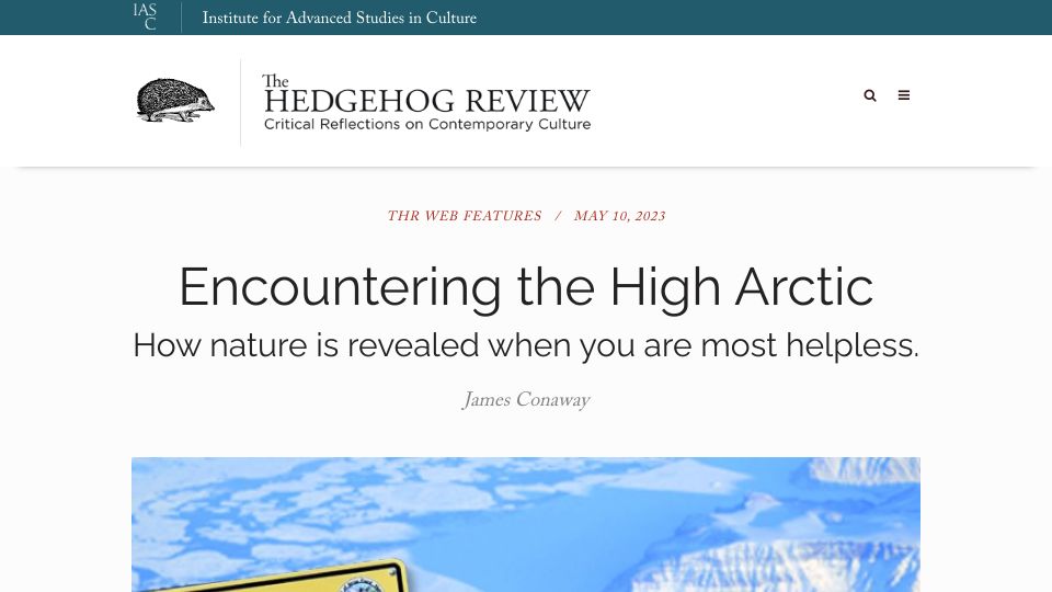 Screenshot of hedgehogreview.com: Encountering the High Arctic