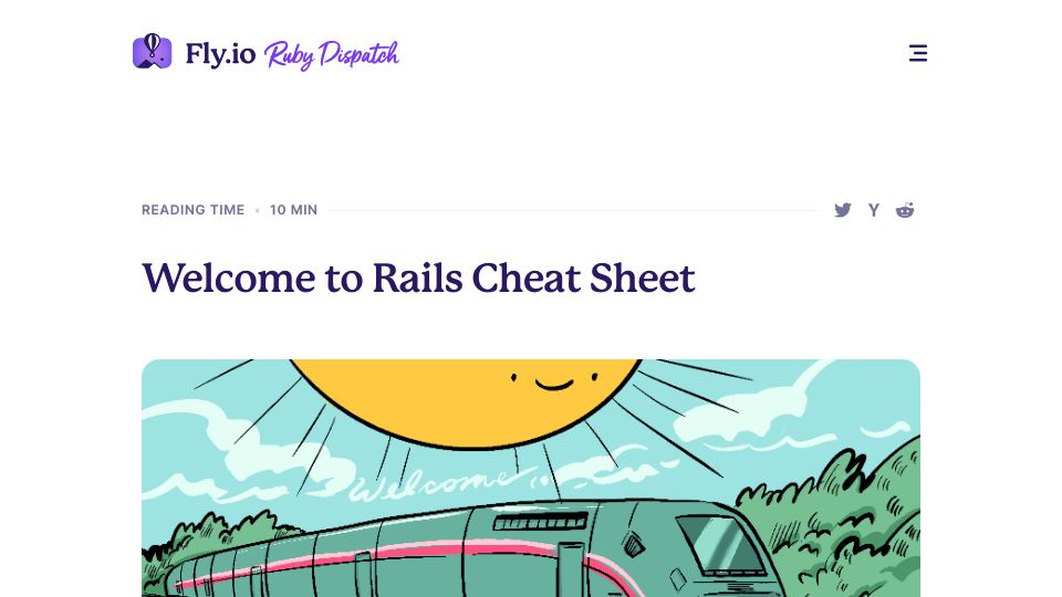 Screenshot of fly.io: Rails Cheat Sheet