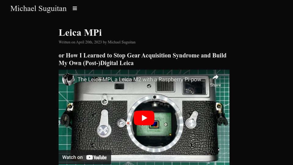 Screenshot of psychomugs.github.io: Show HN: The Leica MPi: A Leica M2 with a Raspberry Pi-Powered Digital Sensor