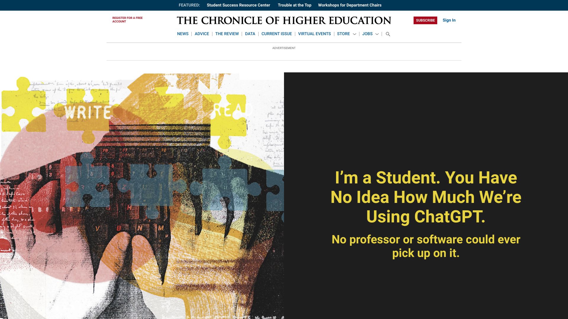 Screenshot of chronicle.com: I’m a student you have no idea how much we are using ChatGPT