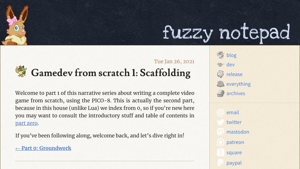 Screenshot of eev.ee: Gamedev from Scratch 1: Scaffolding