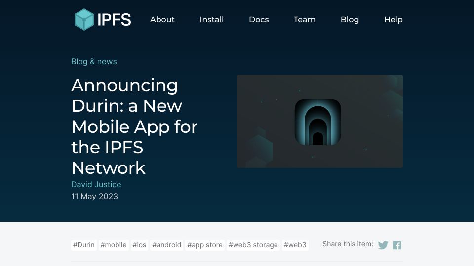 Screenshot of blog.ipfs.tech: Durin: A new mobile app for the IPFS network