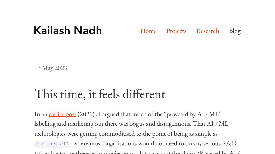 Screenshot of nadh.in: This time, it feels different