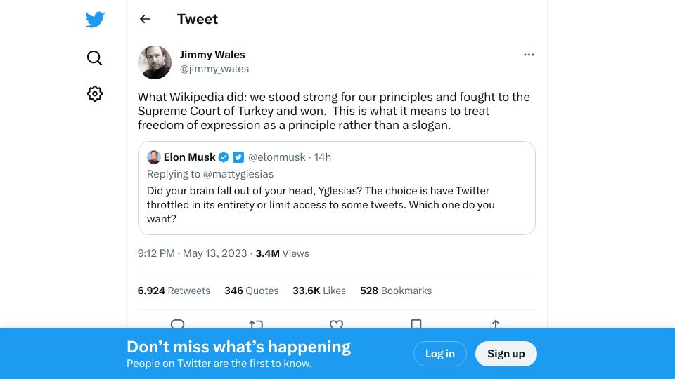 Screenshot of twitter.com: What Wikipedia Did