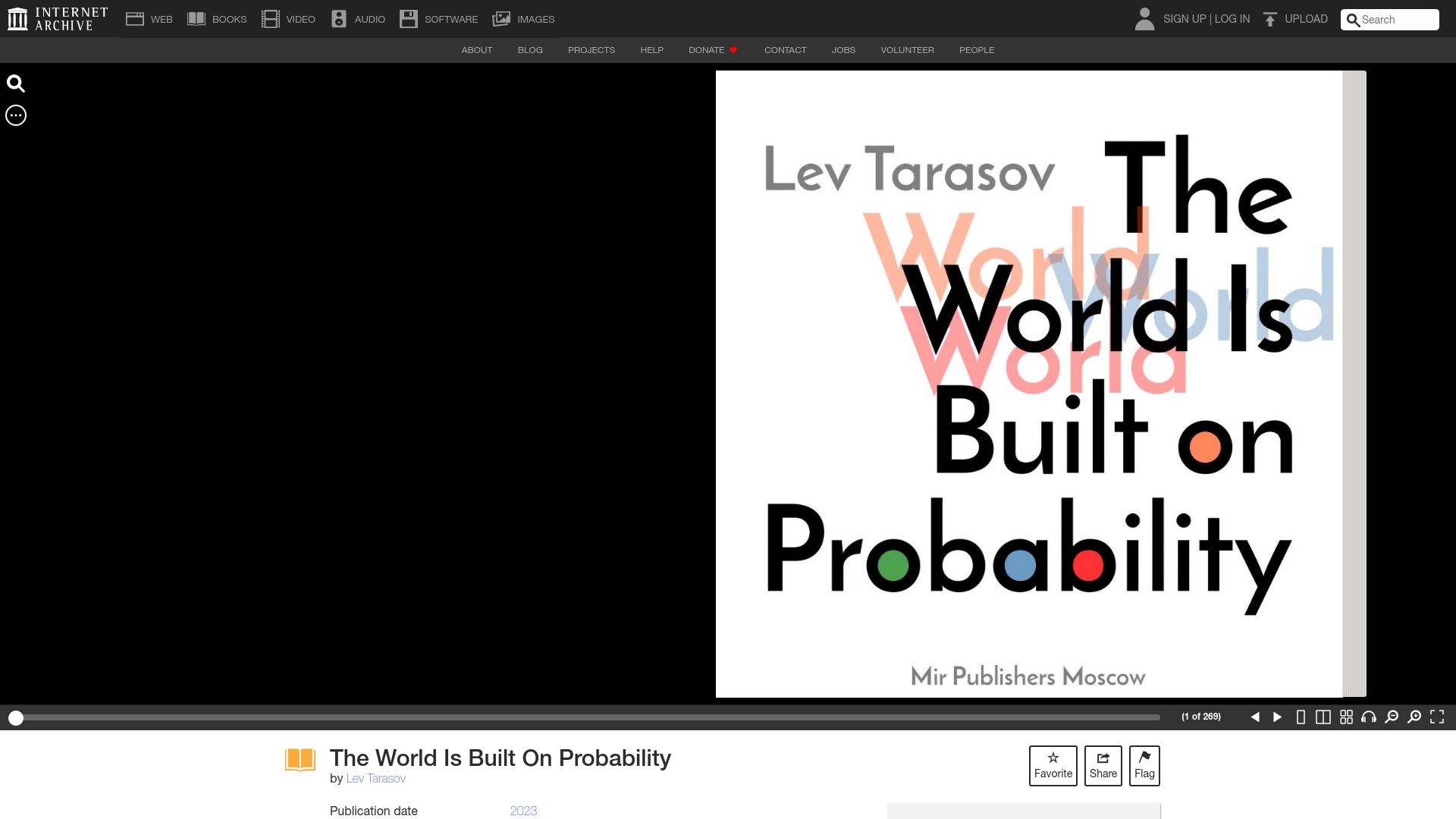 Screenshot of archive.org: The World is Built on Probability (1984)