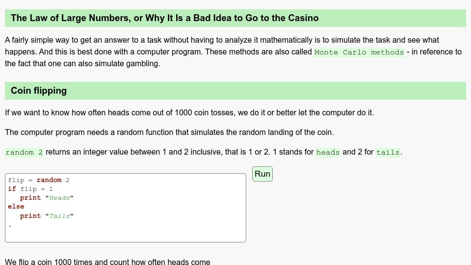 Screenshot of easylang.dev: Monte Carlo methods