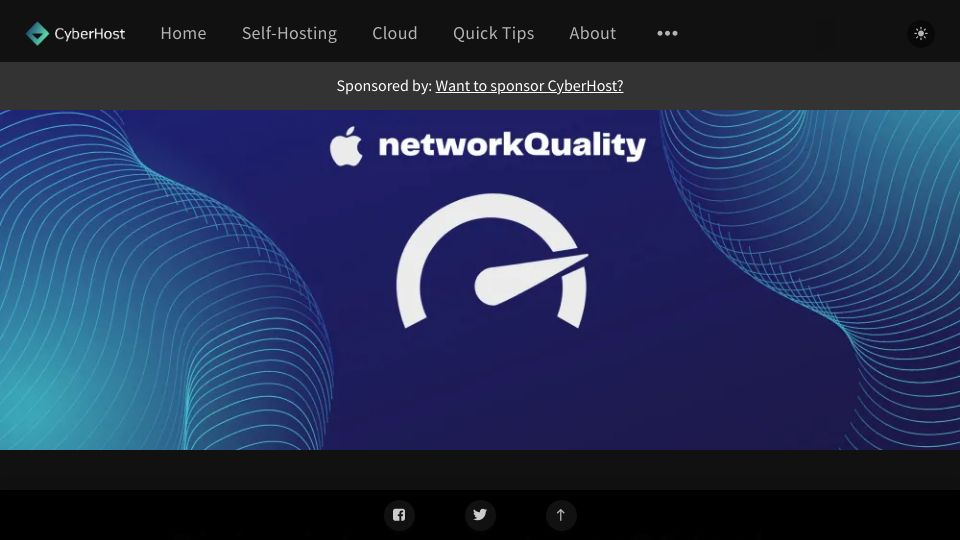 Screenshot of cyberhost.uk: The networkQuality tool on macOS