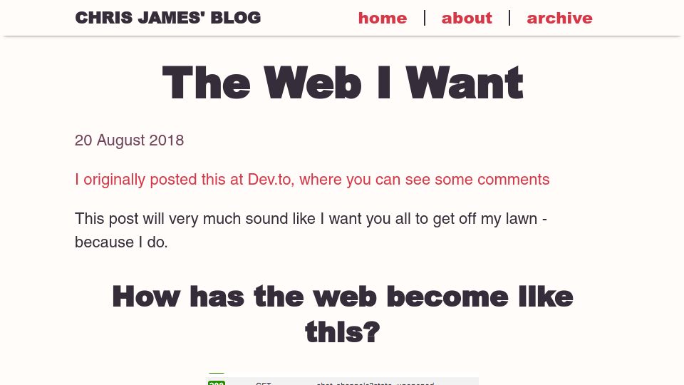Screenshot of quii.dev: The Web I Want (2018)