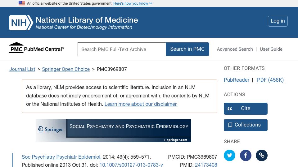 Screenshot of ncbi.nlm.nih.gov: The 1% of the population accountable for 63 % of all violent crime convictions (2013)
